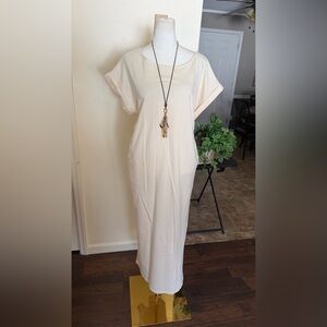 Timeless, boutique, hemp, blend cream, maxi dress new with tags